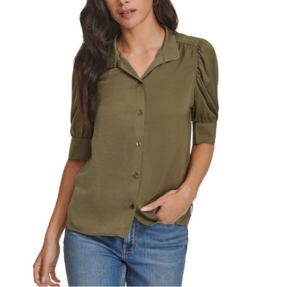 Calvin Klein Jeans Tops - Calvin Klein Jeans Olive Button-Down Shirt